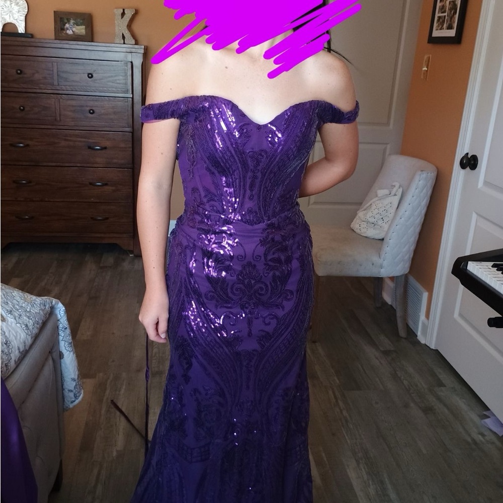 Dark Purple Strapless Prom Dress